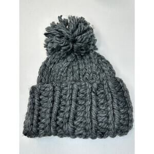 Hat Attack Chucky Ribbed Knit Beanie with Pom Pom Charcoal One Size NWT